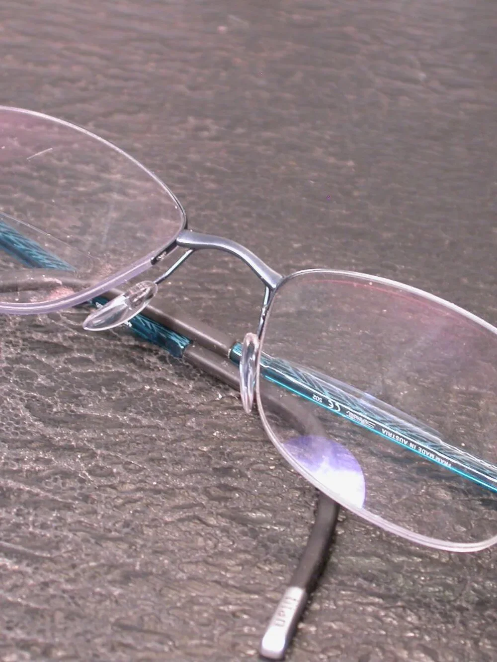 Silhouette Titan Frameless Blue Clear Silver Eyeglasses Made in Austria